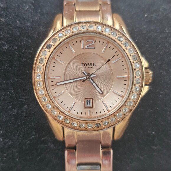 Fossil Women Watch Riley Mini Rose Gold Crystals ES2889 Ladies Wristwatch - Picture 4 of 14